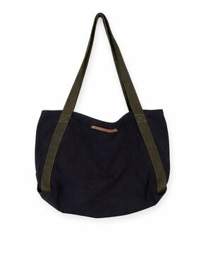 ALTERNATIVE Women’s Navy Blue Canvas Tote Brown Leather Accents Bag